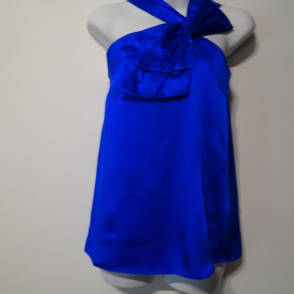 Yumi Kim Blue Large Bow Silk Top S NWT 128